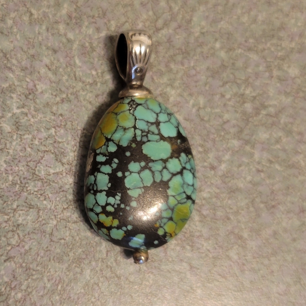 Silpada Sterling Silver Mount On Pendant With Turquoise & Black Stone
